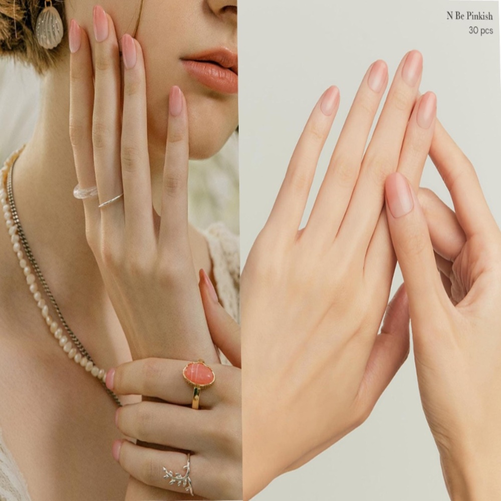 Ohora Semi Cured Gel Nail Strips Peach Latte And Be Pinkish